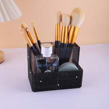 Organizador de brochas de maquillaje con strass brillantes, soporte de 3 ranuras para almacenamiento de brochas de maquillaje con cristales de strass brillantes, soporte para bolígrafos y lápices con brillo para escritorio, estuche para exhibición de delineadores para tocador, organizador de escritorio con brillo para mujeres, soporte para brochas de maquillaje y bolígrafos con strass, accesorios de escritorio con estilo para oficina, aula, vuelta al cole, eleva tu espacio de trabajo con serenidad - Multicolor - Ver 11