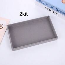 Bandeja Porta Jóias de Veludo - Organizador para Closet e Gavetas! Ideal para bijuterias, relógios e acessórios, prática e elegante - Cinza - Visão 17