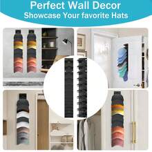 2个装壁挂式棒球帽架，耐用塑料帽架，适用于门和衣柜的多帽架，节省空间的帽子收纳展示架，1/2个装 - 彩色 - 查看 5