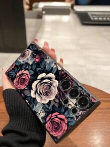 1 pieza Funda de teléfono con estampado elegante de rosa compatible con iPhone, Honor, Redmi, Galaxy A04e/A05s/A13/A14/A15/A34/A35/A50/A52/A53/A54/S21/S22/S23/S24/S25/S25Ultra, 6A/7A/8A, 12T/13T/14T