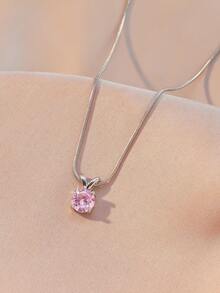 Hihho 1 chiếc vòng cổ Cubic Zirconia hình trái tim màu hồng nhiều màu, dây chuyền xương đòn thanh lịch dễ thương cho phụ nữ, món quà hoàn hảo cho bạn gái, thích hợp cho tiệc tùng và đeo hàng ngày - Bạc - Xem 7