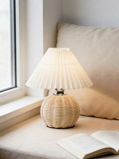 1pc Handmade Woven Lamp, USB Powered, Southeast Asian Art Style Modern Ins Retro Creative High-End Decorative Table Lamp, Suitable For Bedroom, Desk, Living Room