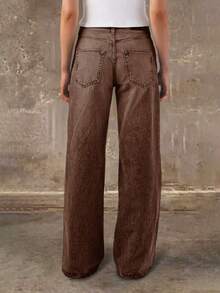 Quần jeans nữ ống đứng thời trang mới, co giãn thoải mái, chất lượng cao, kiểu dáng thời trang thường ngày cho mùa xuân. - Cà phê nâu - Xem 4