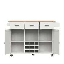 Dining Trolley, Kitchen Trolley, Removable Dining Trolley With Worktop, Towel Rack And Spice Rack, Adjustable Dividers, Buffet Cabinet, Kitchen Cabinets, Tabletop With Wood Grain, White - 白色 - 查看 10
