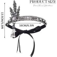 GORTIN- Diadema estilo Flapper de los años 20 tocado con hojas pedreria borlas de perlas tocado estilo coctelConveniente y duradero,Los favoritos de los niños - Negro - Ver 5