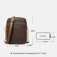 Michael Kors Jet Set Travel Medium Logo Crossbody Bag  Zip Fastening Square Bags For Women BROWN/VANILLA 35F1GTVC2B,Suitable For Everyday Wear, School, Work, Travel, And Shopping,A Perfect Gift For Christmas,New Year,Valentines' Day,Mother's Day - 棕色 - 查看 5