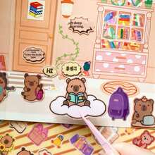 Water Vole Quiet Book Jelly Stickers Set, Reusable Creative Scene DIY Craft Toy, Improve Focus, Cute Sticker Art Toy Gift Box For Boys And Girls