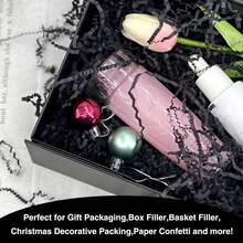 2LB Crinkle Cut Paper, Shred Packing Grass Cushion Paper Streamer For All Occasions, Gift Baskets - Perfect For Christmas Wedding Birthday Bridesmaid Engagement Craft Gift Boxes Bags Basket Filler Decoration Shredded Paper Filler, Christmas Gifts, Christmas Stuffers & More (White/Pink/Black) - 黑色 - 查看 9