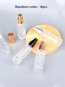 4个/6个便携式DIY化妆品收纳瓶，10毫升优雅可重复灌装透明旅行香水瓶 - 艺术瓶盖，非常适合存放爽肤水，随时随地享受美容护理，完美的旅行配件 - 彩色 - 查看 12