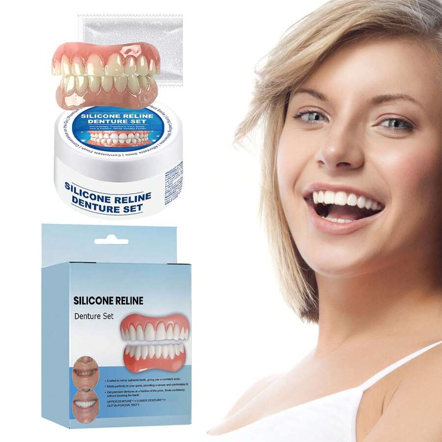 1 Set Soft Silicone Denture Reline Kit, Silicone Relining Denture Set, Upper & Lower Veneers, Comfortable Fit, Easy And Convenient, Suitable For Men & Women Use - trắng - Xem 1
