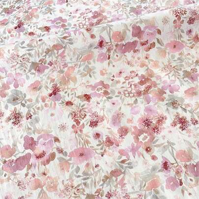 0.5m/1m/2m*145cm Soft Pink-Purple Floral Printed Fabric For Quilting, Pillow Making, Garment, Gift Wrapping, Home Decor, Custom Clothing, Durable Fabric, DIY Wallet