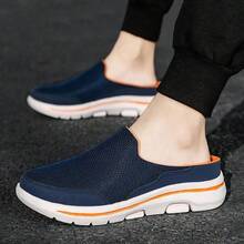 Comfy Breathable Orthopedic Sandals, Men's Slip - on Mules Half Sneakers, Mesh Breathable Half Slip In Sneakers Red, - inicial - Ver 3