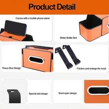 Car Back Seat Organizer with Tissue Box and Hooks Multifunctional Car Organizer for Phone Drink Handbag and Snacks Durable Seat Back Storage Box Beige - Beis - Ver 5
