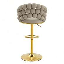 Barstools - Gray + Metal + Velvet + Metal - View 8