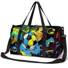 3D 足球印花旅行包，鞋子收纳包，足球行李包，大容量训练运动单肩包，多功能单肩包和单肩包，适合旅行、瑜伽、节日礼物，耐用涤纶行李包