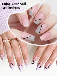 Sơn gel móng tay chủ đề Giáng sinh, Gel kẻ viền móng, Sơn gel trắng, Gel tẩy sơn móng tay UV, Cọ vẽ móng mỏng tích hợp trong chai, Quà tặng cho phụ nữ - màu đen - Xem 4