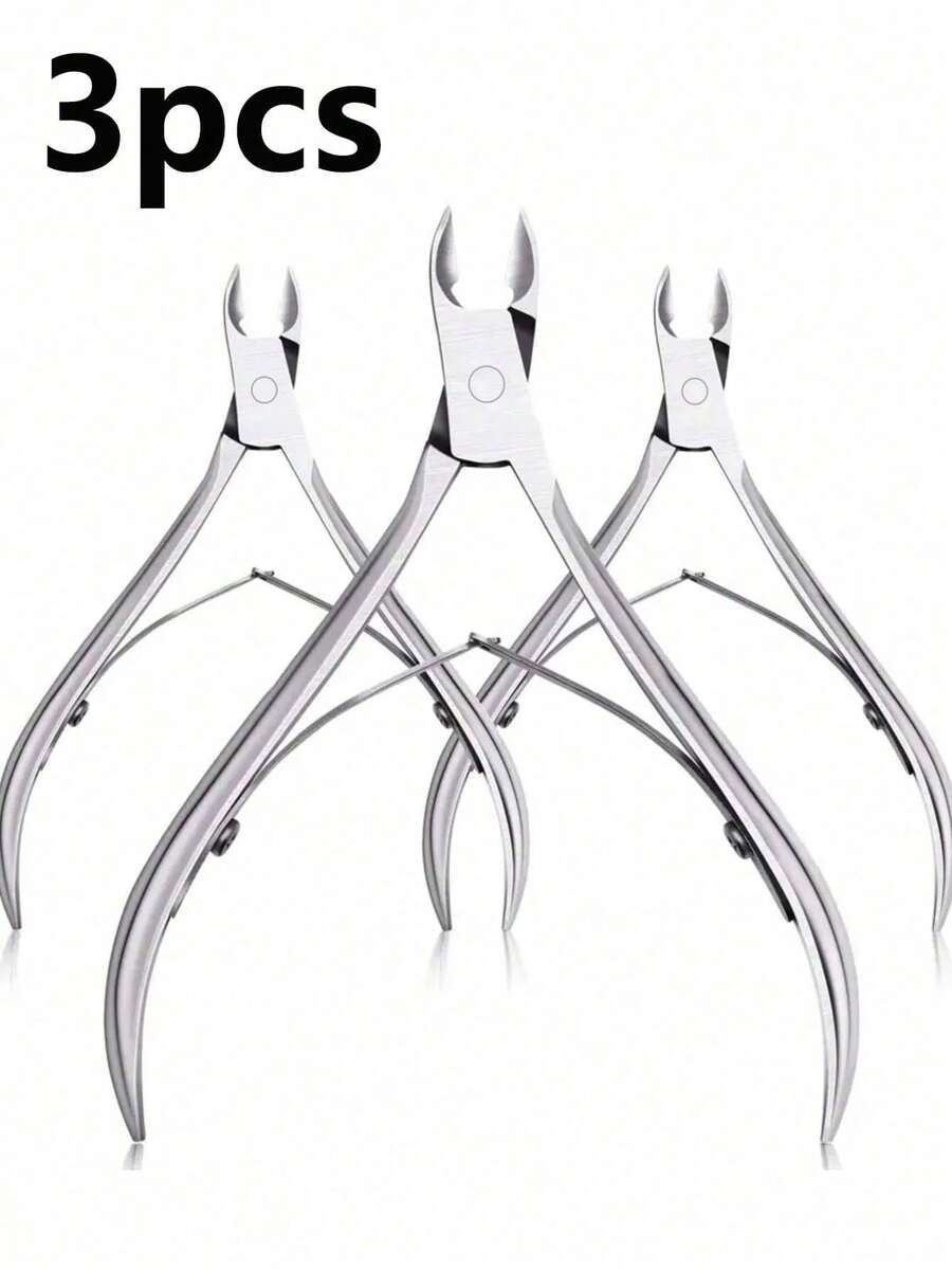 3pcs Stainless Steel Nail Clipper Set, Precise Trimming For Fingernails And Toenails, Curved Blades, Includes Cuticle Nipper & Callus Remover, Unisex Nail Care Tools (Silver)