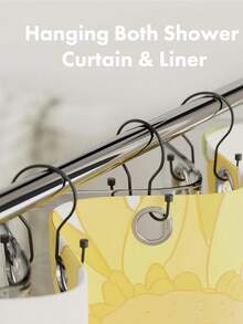 Gold Shower Curtain Hooks, Minimalist Double Hooks Shower Curtain Hooks, Rust-Proof Smooth Metal Shower Curtain Hooks, Suitable For Shower Curtain Rod, Light Gold - Multicolor - View 7