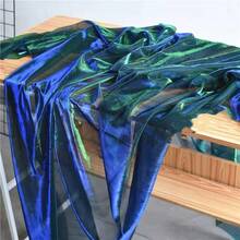 1pc Ombre Dual-Tone Mesh Fabric, Laser Textured Sheer Maxi Dress Fabric, Creative Handmade Material - 27# - View 16