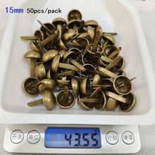 50/100个金属半球形圆形双脚铆钉，用于DIY手工制作皮革工艺包袋手提包底部保护