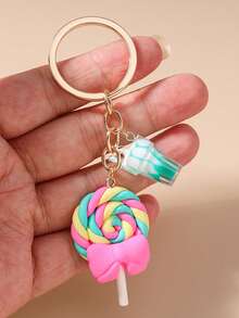 1pc Realistic Food Keychain, Ice Cream, Lollipop Keyring, Keychain, Bag Charm For Girls - Multicolor - View 6