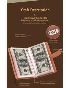 1 件 PU 密码锁鳄鱼纹现金储蓄日记本 - 100 天情侣储蓄挑战套装，多功能便携收纳本，带储物袋。非常适合学生返校或储蓄目标 - 带现金追踪和账单存储功能的理财日记本。 - 彩色 - 查看 9