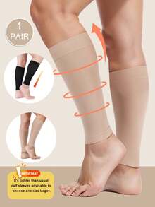 1 Pair 20-30 MmHg High Compression Leg Sleeves, Unisex, Footless Design, Suitable For Running, Travel And Work Activities - Multicolor - View 12