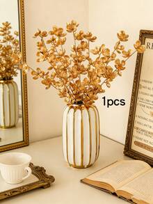 1/6/10pcs Gold Plum Blossom Artificial Flowers Set, Suitable For Room, Home, Wall, Bathroom, Bedroom, Room Decor, Tabletop, Wedding, Living Room, Office, Kitchen, Party Gifts, Etc. - Multicolor - View 14