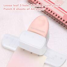 3-Hole Punch For Loose-Leaf Notebooks (4 Mm Diameter, 19 Mm Spacing), Perfect For A5, A6, A7, A8 And Pocket-Sized Notebooks. Pink Punch For Scrapbooking. - Pink - View 7