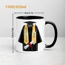 1个，11盎司毕业庆典马克杯，学士帽卷轴，2025届、2026届学生毕业礼物，可定制毕业姓名马克杯，大学及研究生毕业派对纪念礼物，多色高品质马克杯，咖啡杯，牛奶杯