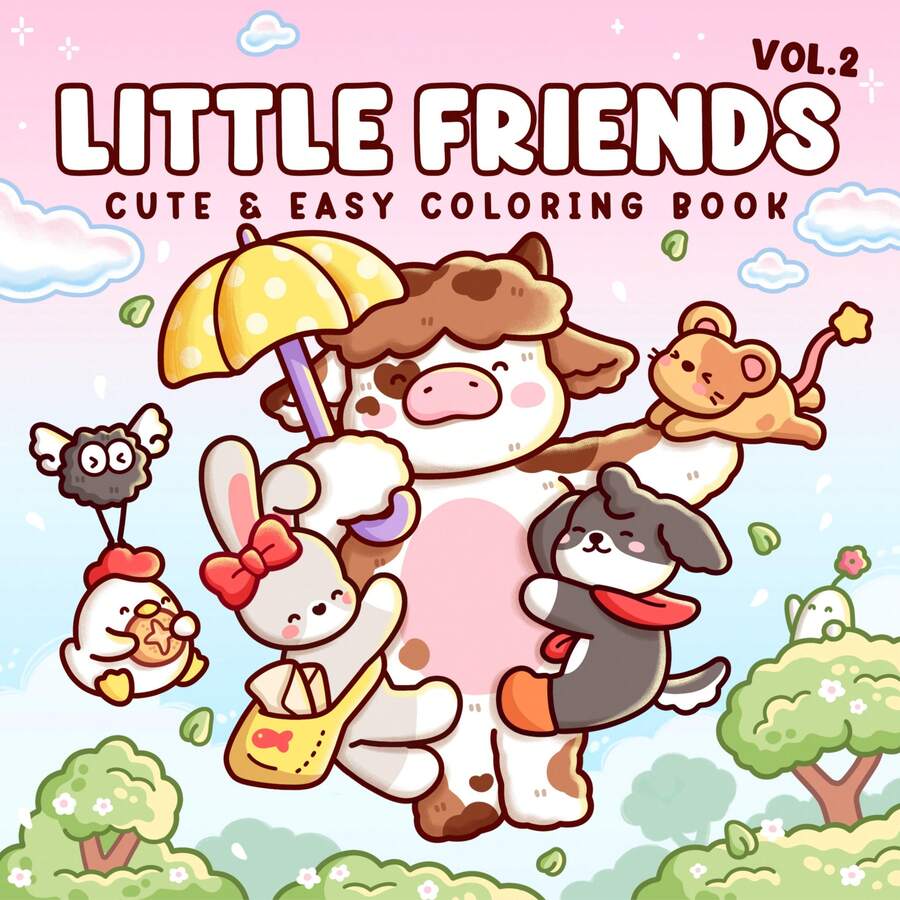 Volume 2 Of "Little Friends" Coloring Book, Suitable For Adults And Children, Bold And Simple, Concise And Elegant Patterns, Ideal For Relaxation. Can Be Used As Christmas, Halloween, Birthday, Children's Day Gifts, Student Supplies, Back To School Supplies Or School Supplies. [Essential For Hand-Drawn] No Need To Trace, Easy To Paint, Relieve Stress, Suitable For Adults And Teenagers.