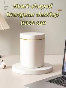 Heart-Shaped Triangular Desktop Trash Can, Thick PP Material For Home Use, Pedal-Operated Flip Lid, Large Opening Triangular Desktop Trash Can, Waste Paper Basket, Plastic Office Desk Trash Can, Smooth Design Prevents Odor Leakage, Can Be Used To Store Fruit Peels And Paper Scraps On The Desktop, Keep The Desktop Clean, Suitable For Bathroom, Home Office Desk Decor, Coffee Table, Office, Living Room, Covered Mini Plastic Trash Can, Also Suitable For Home Dining Table. - Multicolor - View 8