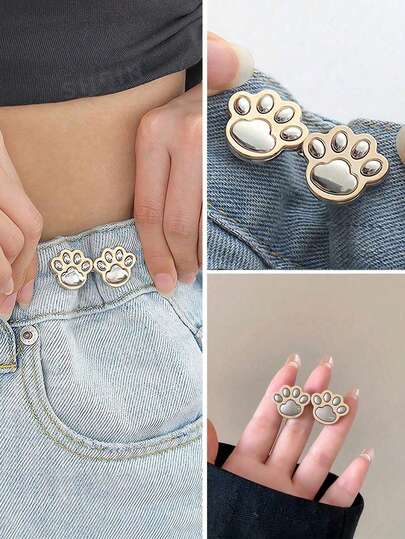 2pcs Cat Claws Waist Tightener, No Sew And No Tools Waist Button Pins Adjustable Waist Button Jeans Pants Skirts Fixer To Make Pants Waist Smaller Bright Silver Portable Detachable Bag Buckle, Repeated Adjustments Brooch Pins For Women Durable Fashion Detachable Pant Clip Waist Accessories Bag Accessories For Women Men Students Teen Girls College Students Rookies & White-Collar Workers