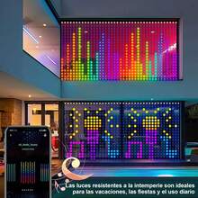 Cortina de Luces LED*, RGB Dinámicas de Cascada de Luces, Luz Decorativas Inteligentes con Control de APP + Remoto IR, 400 LEDS, IP65 Impermeable,para Navidad,, Cumpleaños, Boda - 1 - Ver 1