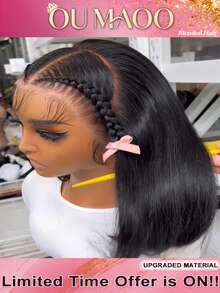 200 Density Straight Lace Front Wig, 13x4/13x6 Transparent HD Lace Wig, Women's Natural Black Hairline Straight Wig, Breathable Realistic Lace Front Wig Without Glue, Pre-Plucked With Baby Hair - Natural & Black - View 1