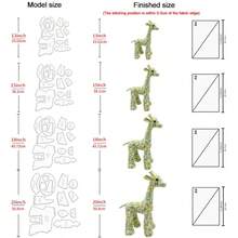 12件套长颈鹿缝纫模板，耐用PET材质，适用于DIY长颈鹿图案玩偶制作、手工缝纫用品、生日/节日礼物装饰，附带英文说明书 - 透明 - 查看 3