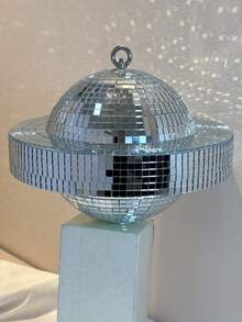 1 Peça Espelho de Bola de Discoteca Rotativa em Formato de Planeta, Decoração Suspensa, Design em Formato de Saturno, Bola de Natal Adereços de Fotografia para Bar, Decoração de Festa, Casamento e Feriados - Multicolorido - Visão 8