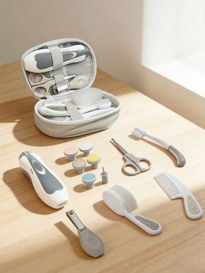 1. 电动婴儿指甲钳安全修剪器\N2. 婴儿护理套装\N3. 带梳子的婴儿护理套装\N4. 男女宝宝学步车\N5. 婴儿礼品（灰色）