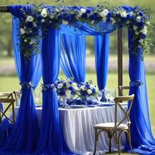 Elegant Blue Wedding Arch Curtain, Transparent Sheer Wedding Arch Backdrop, Photography Background And Ceiling Decor For Weddings, Parties And Events