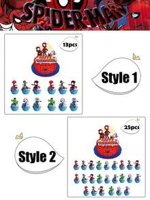 Marvel Spider Man Themed Birthday/New Cake Decoration, Party Decoration Spider Man Flag Raising Cake Card Hanging Spiral Decoration Birthday Party Decoration Theme Perfect For Festival Decor - Multicolor - View 6