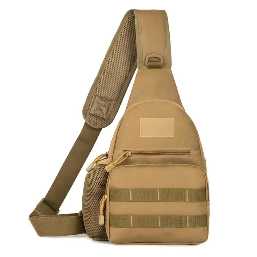 Small Outdoor Tactical Camouflage Kettle Chest Bag Molle Pouch Hiking Backpack Nylon Hunting Fishing Camo Hiking Shoulder Bag - màu đen - Xem 1