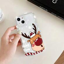 Funda de teléfono de reno navideño para iPhone 17 Air/16e/15/14/13 Mini/12 Mini/11 Pro/Pro Max/Plus, a prueba de golpes + a prueba de caídas,  total, 360°Protege el teléfono - transparente - Ver 5