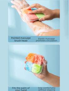 1pc (Random Color) Shampoo Brush Massage Hair Washing Tool, Scalp Massager Comb, Hair Cleaning Brush, Square Bathroom Shower Scrub Brush, Silicone Head Massage Scrubber