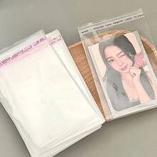 100个随机透明自粘OPP袋，玻璃纸袋，透明小塑料袋，迷你礼品包装袋，适用于珠宝、糖果、卡片等。 - 無色 - 查看 4