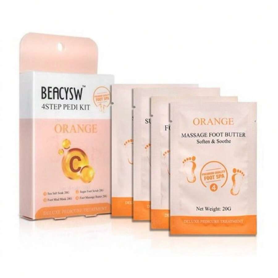 Set de baño de pies de 4 pasos con exfoliante para el cuidado de los pies - Naranja - Ver 1