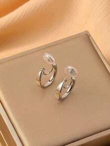 1对时尚新款扁平圆形铜质夹式耳环，无需耳洞，优雅显瘦，适合日常佩戴，节日礼物 - 耳夾 - 查看 11