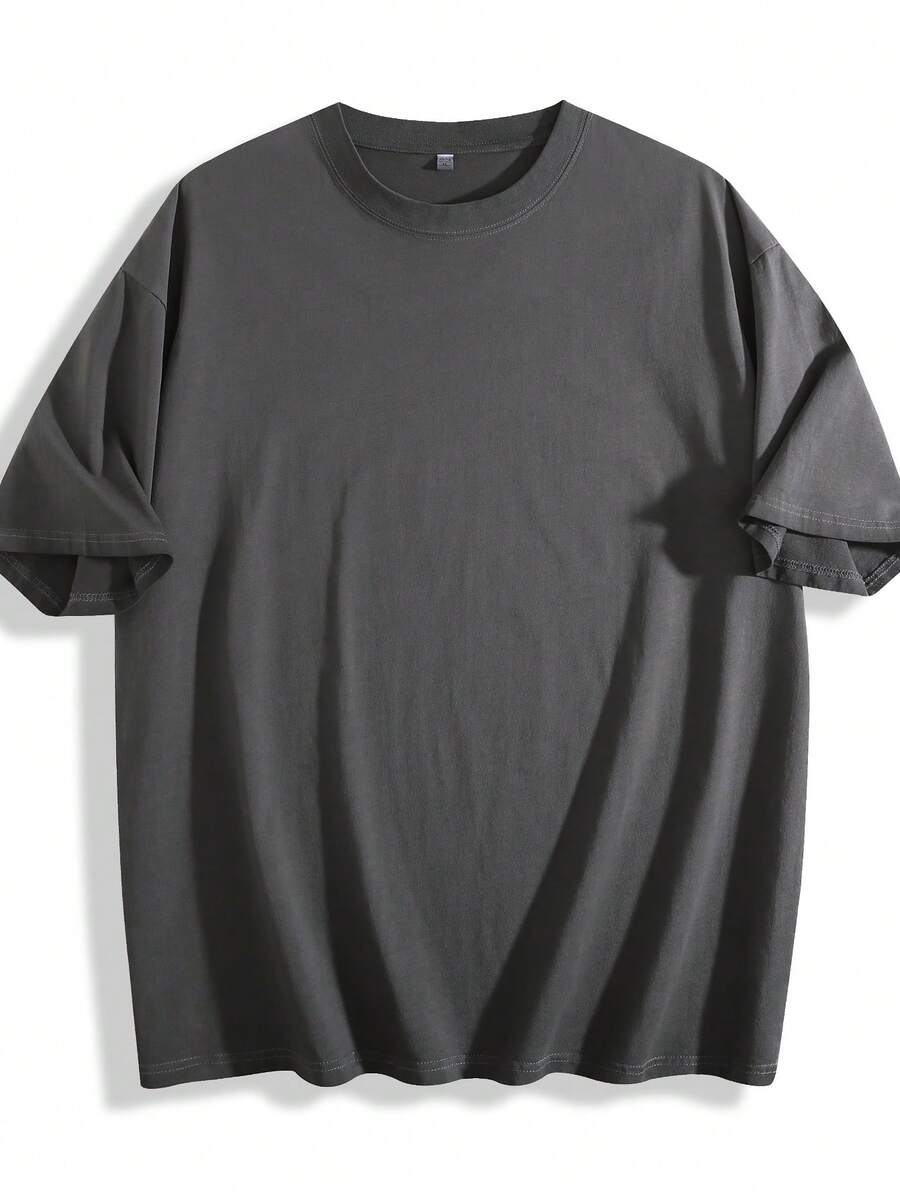 230g Thickened Gradient Black Washed Distressed Oversized Pure Cotton Short-Sleeve T-Shirt, Unisex, Street Style, Hip Hop, Punk, Harajuku Style DG013 - màu đen - Xem 1