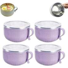 2026 Set 4 PCS Mug Meals W/Lid-Its, 25-Oz Meal Mugs Set,Stainless Round Heat-Resistant Bowl Holiday Meal Mugs for Coffee, Soups, Stews, Christmas Gift Sets ()(4PC Purple) - Multicolor - Ver 2