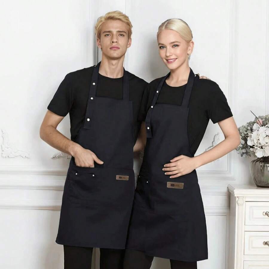 1pc Apron, Household Waterproof And Oil-Proof Apron, Adjustable Bib Apron, Kitchen Cooking Aprons - متعدد الألوان - مشاهدة 1