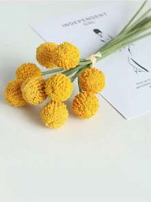 1 ramo de 9 cabezas de flor de crisantemo con bolas doradas, decoración de mesa de centro, ornamento de mesa de café - multicolor - Ver 10